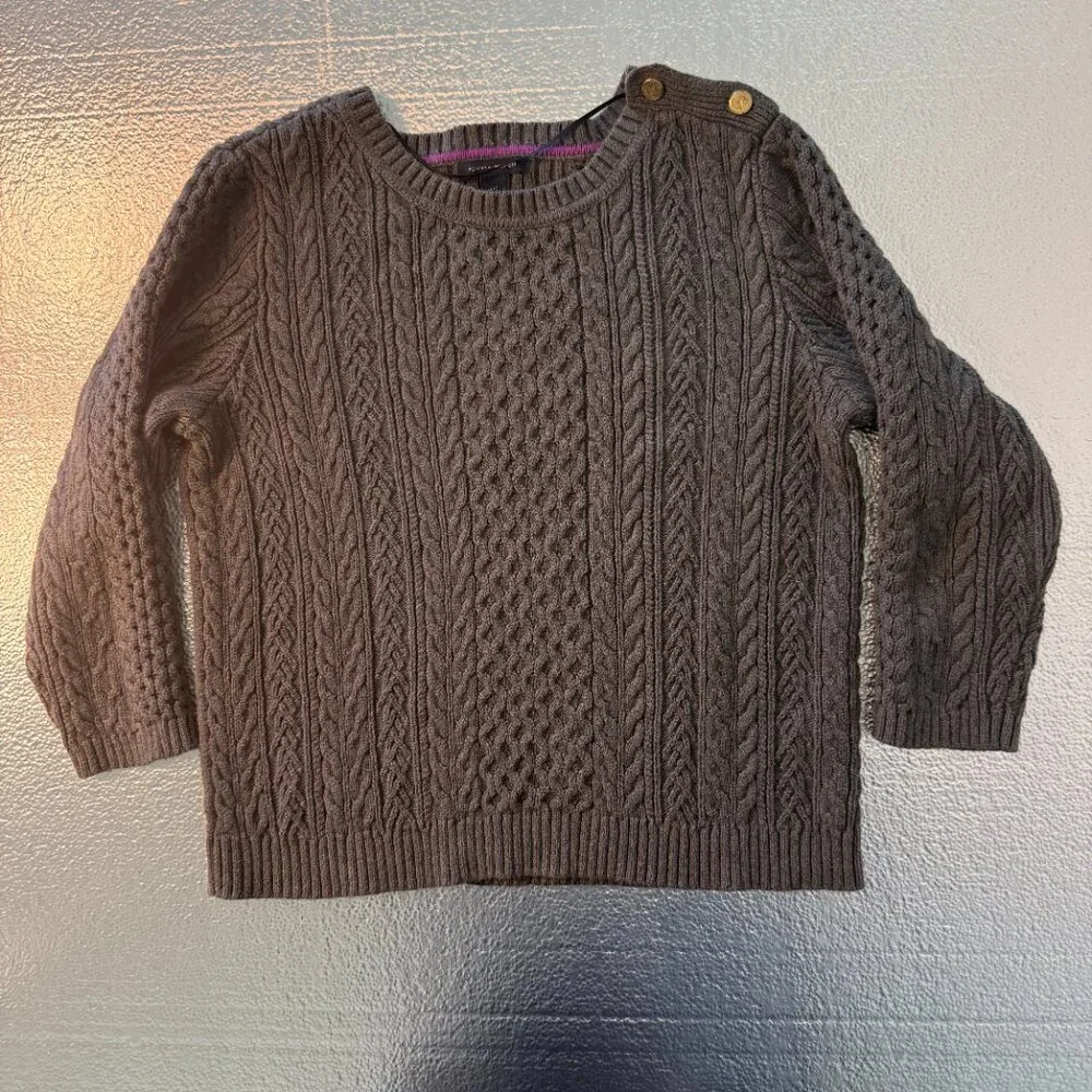 Tommy Hilfiger Cable Knit Long Sleeve Sweater Women’s Size Large Crewneck Gray